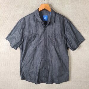 Michael Brandon Shirt Mens XL Gray Textured Short Sleeve Button Down Dot Pattern
